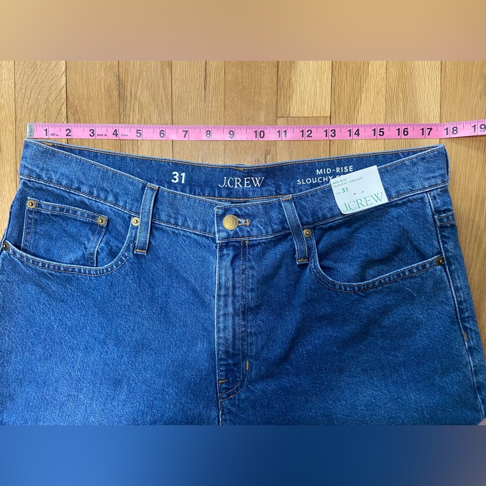 NWT J. Crew Mid-rise Oversized Fit Jeans in medium blue wash